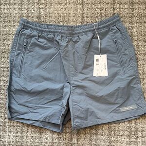 $220 Helmut Lang Airy Nylon Swim Shorts w/Mesh Storm Blue Men's L NWT